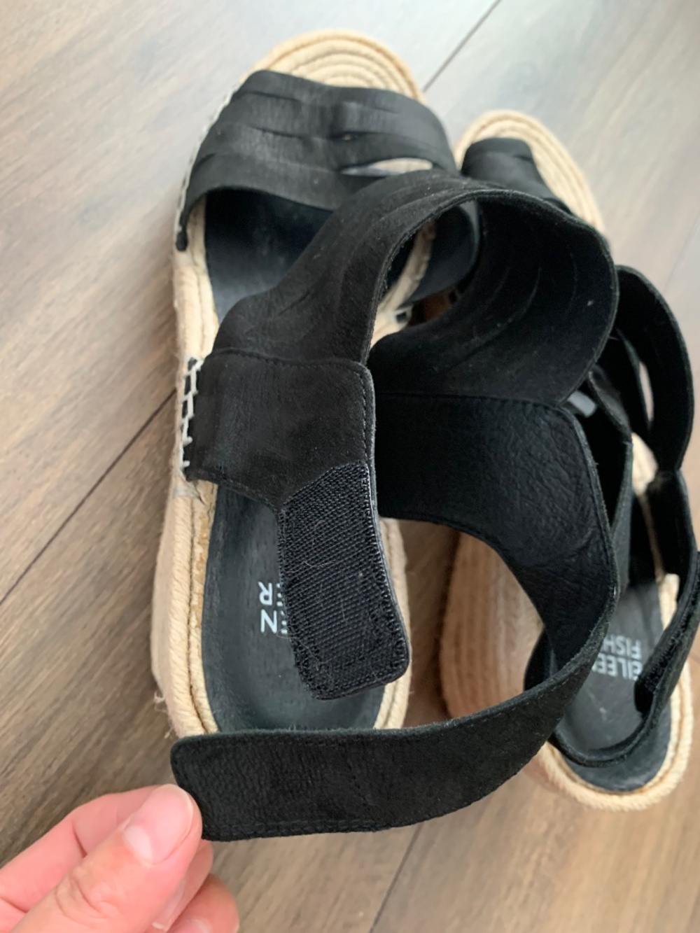 Eileen Fisher Sandal Largo Black Suede Espadrille Platform Wedges size 11 - Picture 6 of 8
